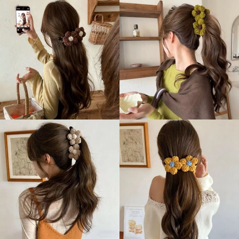 Mới Len Hoa Chuối Kẹp Lớn Tinh Tế Cao Cấp Đa Năng Kẹp Tóc