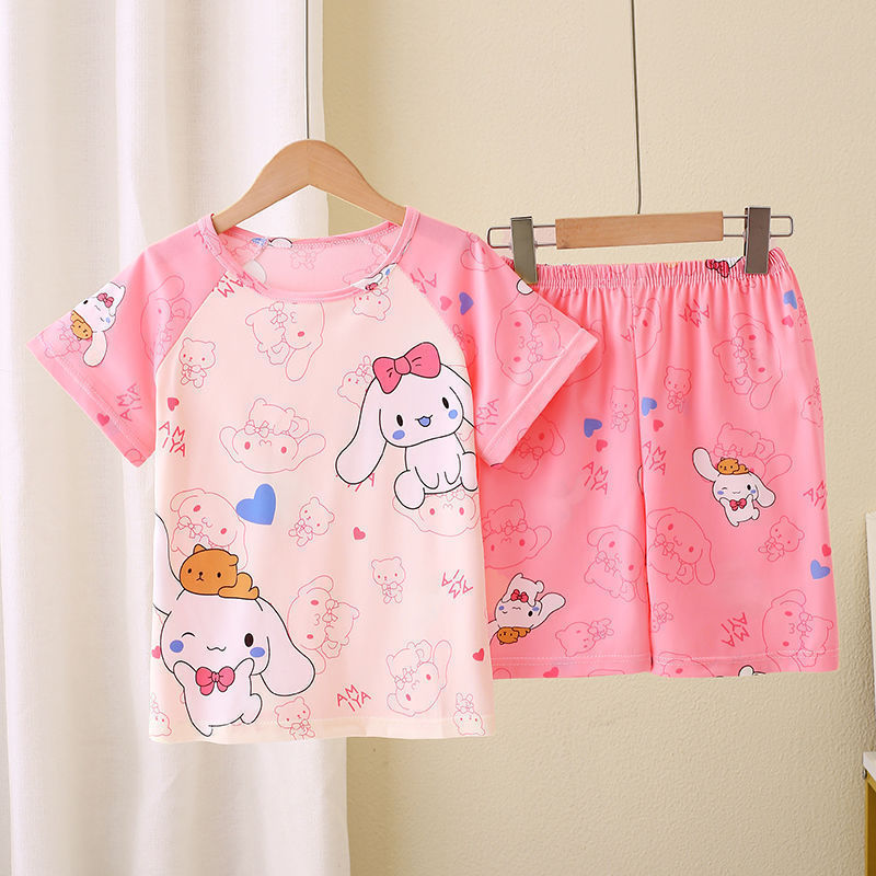 Bộ đồ ngủ trẻ em mùa hè Bộ đồ mặc nhà bé trai bé gái Bộ đồ ngủ ngắn tay hoạt hình Quần áo trẻ em Bộ đồ ngủ bé gái Bộ đồ ngủ cỡ lớn vừa Quần áo điều hòa không khí cho trẻ em