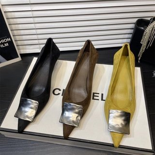 Giày Cao Gót Nữ Mũi Nhọn Gót Chân Slip-On Nông Miệng 34-41