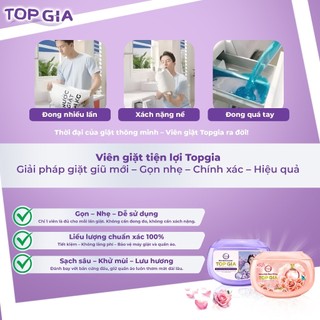 Viên giặt xả TopGia, hương hoa hồng và lavender, giặt sạch, tiết kiệm,an toàn cho bé Topgia Store1