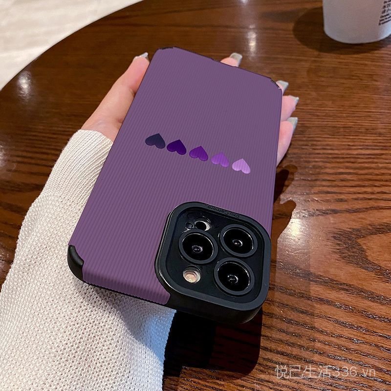 Tím Gradient Trái Tim Tình Yêu Mắt Thích Hợp Cho 17 Vỏ Điện Thoại Năm Mới iphone15promax Phong Cách Trung Hoa 16 14 13 12 11 Chống Sốc