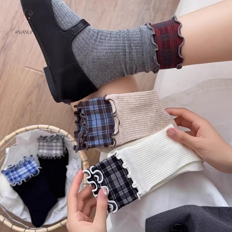 Hàn Quốc Tất Kẻ Sọc Với Màu SắcContrast, Phù Hợp Mặc Hàng Ngày