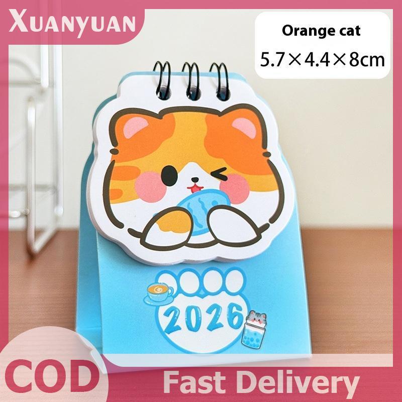 XUAN 2026 Đơn Giản Dễ Thương Họa Tiết Hoạt Hình Nhỏ Để Bàn Lịch Bỏ Túi Lịch Di Động Đấm Kế Hoạch Trang Trí Máy Tính Để Bàn VN