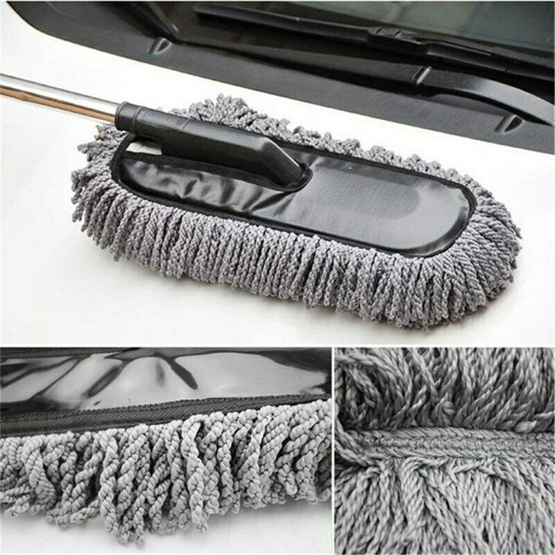 Chổi lau bụi xe ô tô microfiber sợi mềm điều chỉnh độ dài, cây lăn bụi cọ rửa xe hơi cao cấp