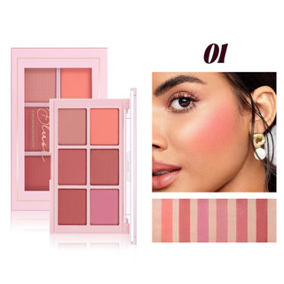 Bảng phấn má hồng mờ Hui.Six-Color HANDAIYAN Bảng sửa chữa má hồng màu tự nhiên