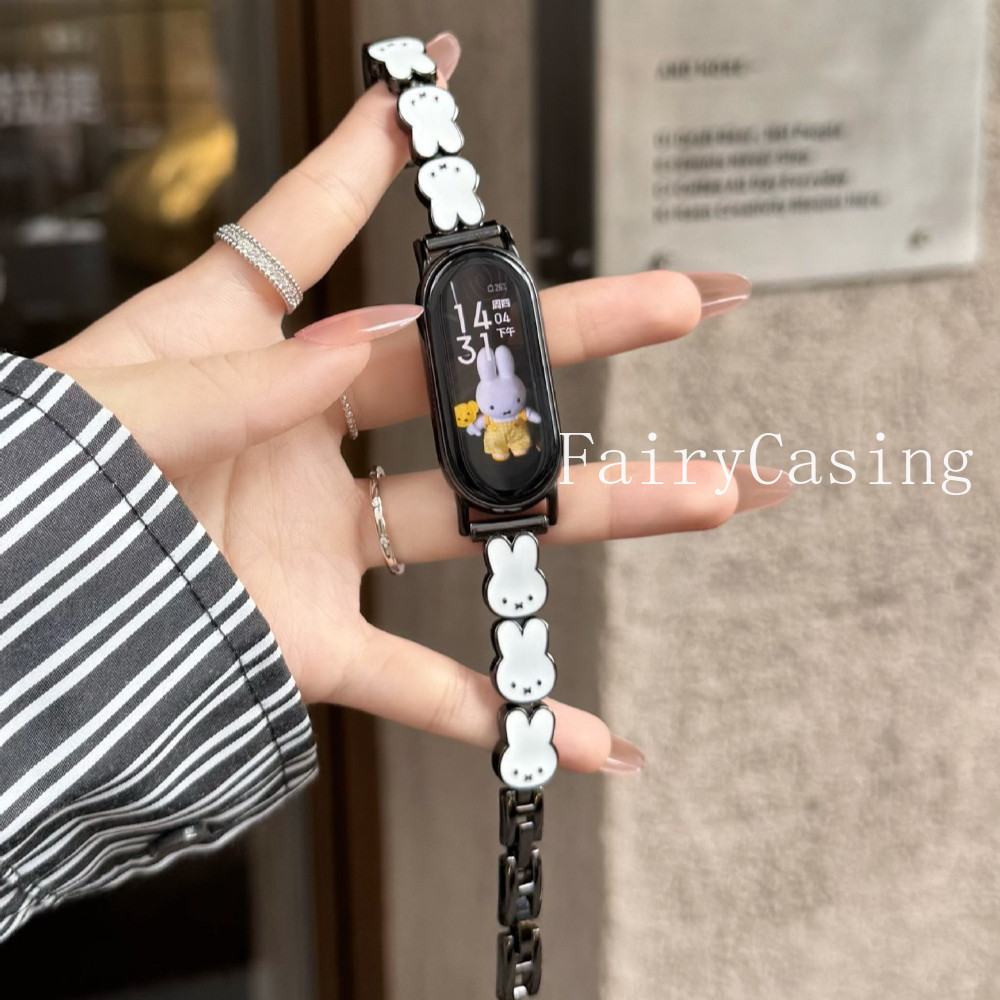 Mới Thỏ Nhỏ Kim Loại Cho Xiaomi Band 10 9 8 Pro 7 6 5 4 3 Dây Đeo Vòng Tay Cho Redmi watch6 5 4 Dây Đeo Tay Phụ Kiện