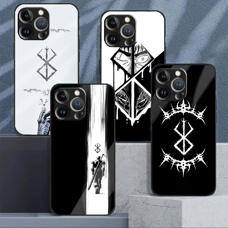 Berserk Guts 13 Vỏ Điện Thoại Kính Cho IPhone 16 15 14 13 12 11 Pro XR XS Max Plus Mini X XR 8 7 6s SE2 / 3
