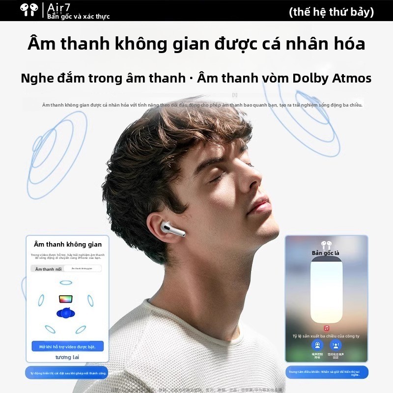Tai nghe Bluetooth 2025 Tai nghe Bluetooth không dây phong cách mới Khử tiếng ồn Chất lượng âm thanh cao Tai nghe thể thao không dây thế hệ thứ bảy
