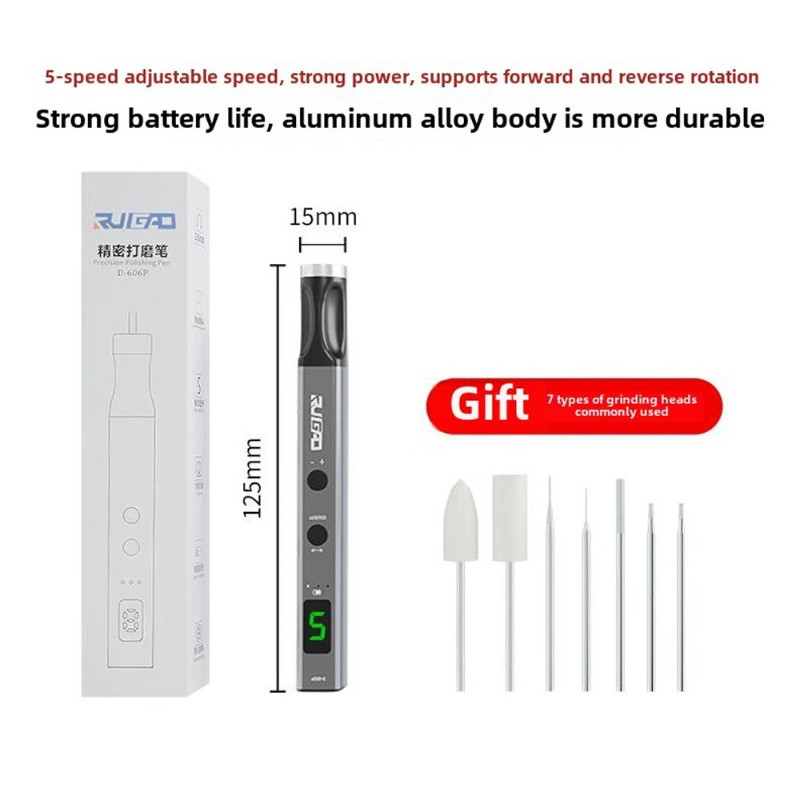Zhikai D-606P Bút Đánh Bóng Điện Thông Minh Đánh Bóng Cắt Đấm Khắc Không Dây MINI Bo Mạch Chủ Máy Mài