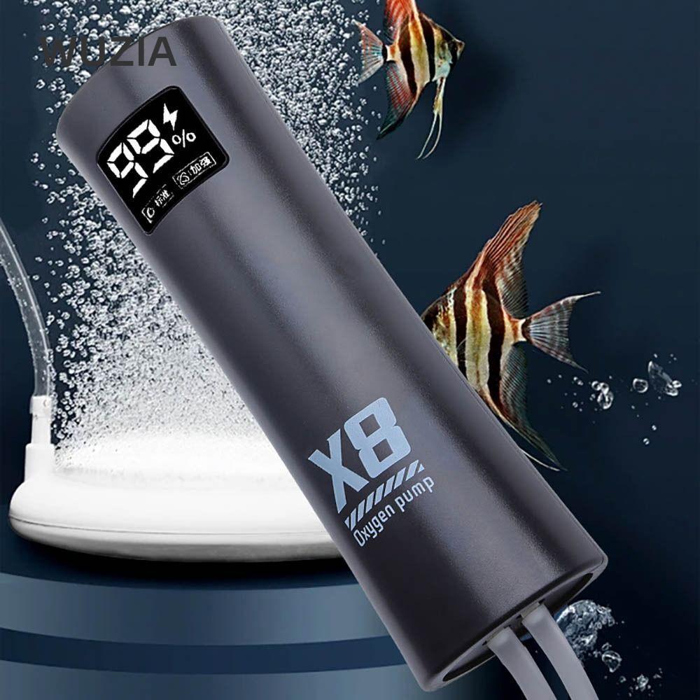 Máy bơm oxy WUZIA, Máy bơm bể cá X8 có độ ồn thấp, Máy bơm nước cá yên tĩnh có thể sạc lại USB 5W di động để câu cá ngoài trời / bể cá