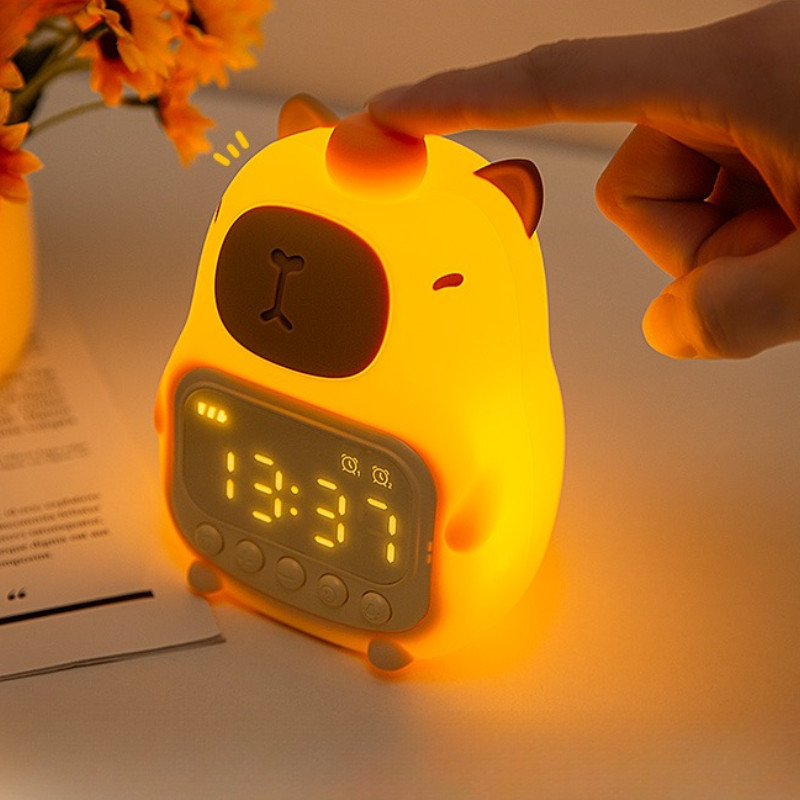 Đồng hồ báo thức Capybara, Đèn ngủ LED để bàn, Dây sạc USB đi kèm, Trang trí phòng ngủ, Quà tặng sinh nhật