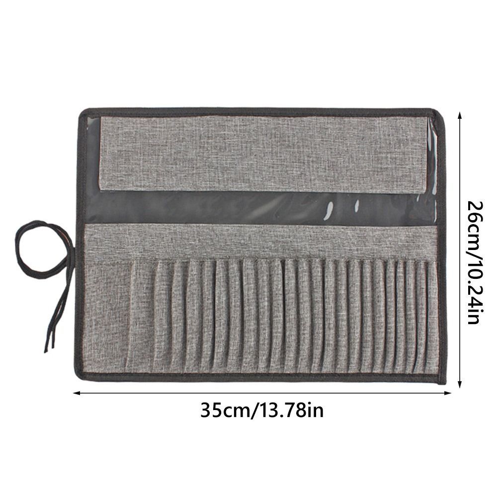 Túi đựng cọ vẽ tranh ITRUMPET, Rèm bút vải 24 lỗ, Túi đựng bút cuộn chống nước màu xám di động dành cho học sinh