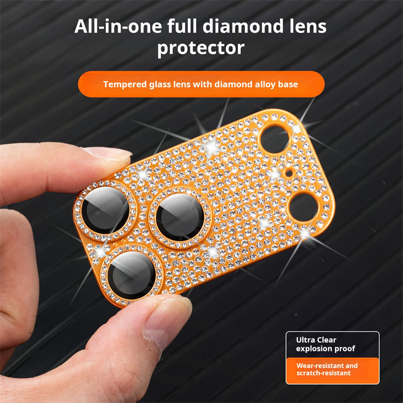 Phim bảo vệ camera điện thoại kim cương Flash sang trọng cho iPhone 17 pro max 13 14 15 16 Pro Max Air 16 plus Phim bảo vệ màn hình ống kính cho ống kính máy khoan flash