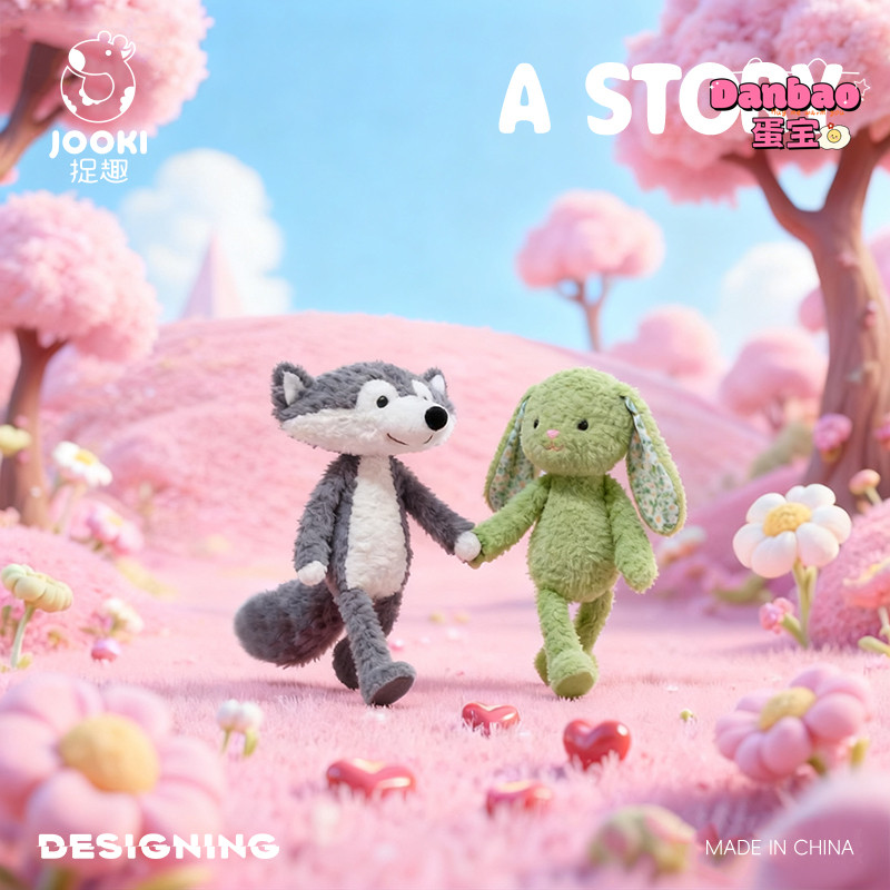 [JOOKI] Đồ chơi sang trọng tình yêu của sói và thỏ Búp bê thỏ dễ thương Chất liệu sói xám Quà tặng mềm cho bé gái Quà tặng sinh nhật DANBAO Đồ chơi