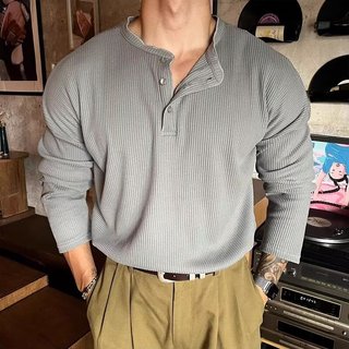 Áo sơ mi Henley nam tay dài thoáng khí, phù hợp mặc hàng ngày