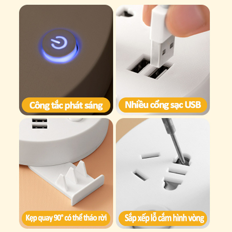 Đèn Ngủ Để Bàn Đa Năng Có Ổ Cắm USB, Điều Chỉnh Độ Sáng, Thiết Kế Tiện Lợi Cho Phòng Ngủ Và Làm Việc