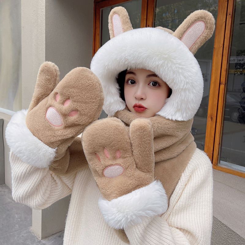 Mũ bông khăn quàng kèm bao tay 2 mẫu mới xinh dễ thương