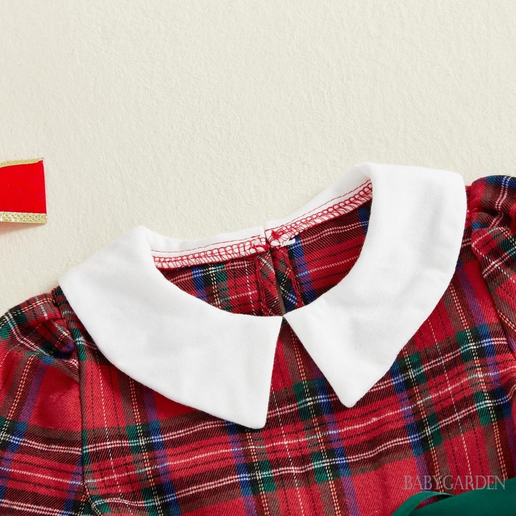 Bé Gái Tập Đi Giáng Sinh Kẻ Sọc Cổ Búp Bê Dài Tay Chữ A Lớp Ruffle Đầm