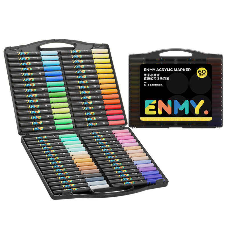 Enmi ENMY Hộp Nhỏ Màu Đen Đơn Nạp Gói Tranh Chuyên Nghiệp Bút Đơn Thẳng Chất Lỏng Acrylic Bút Đơn Gói GHAN