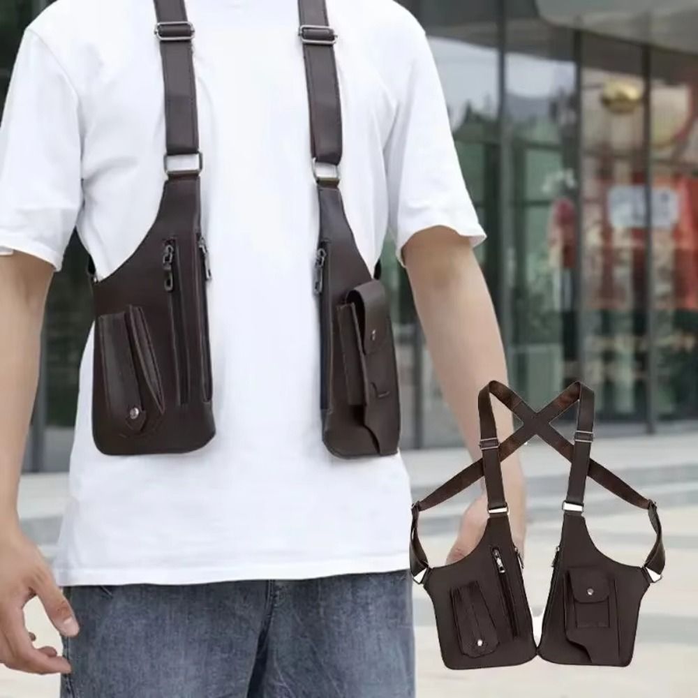 Túi đựng áo Vest lưu trữ HOBBYIN, Túi đeo ngực bằng da giấu kín, Túi đeo vai đa chức năng đa năng chống trộm kiểu cổ điển