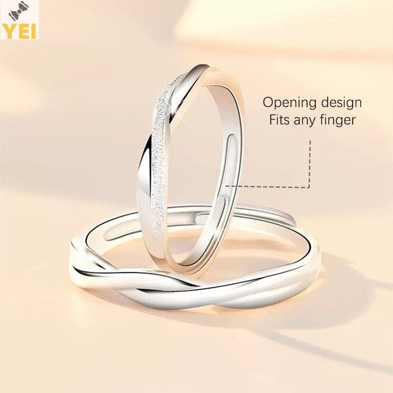 Bộ Nhẫn Cặp Đôi Màu Bạc Điều Chỉnh Size, Phù Hợp Làm Quà Tặng Kỷ Niệm Sang Trọng Cho Nữ