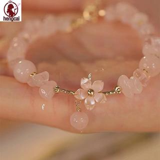 Vòng tay sỏi hoa anh đào màu hồng - Quà tặng nhẹ nhàng dành cho bé gái trong mùa hè