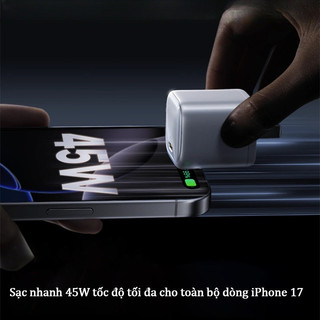 Củ sạc nhanh 45W GaN PD Type-C USB tương thích iPhone 17 16 15 14 13 12 11 Pro Max Samsung OPPO Xiaomi Huawei Android
