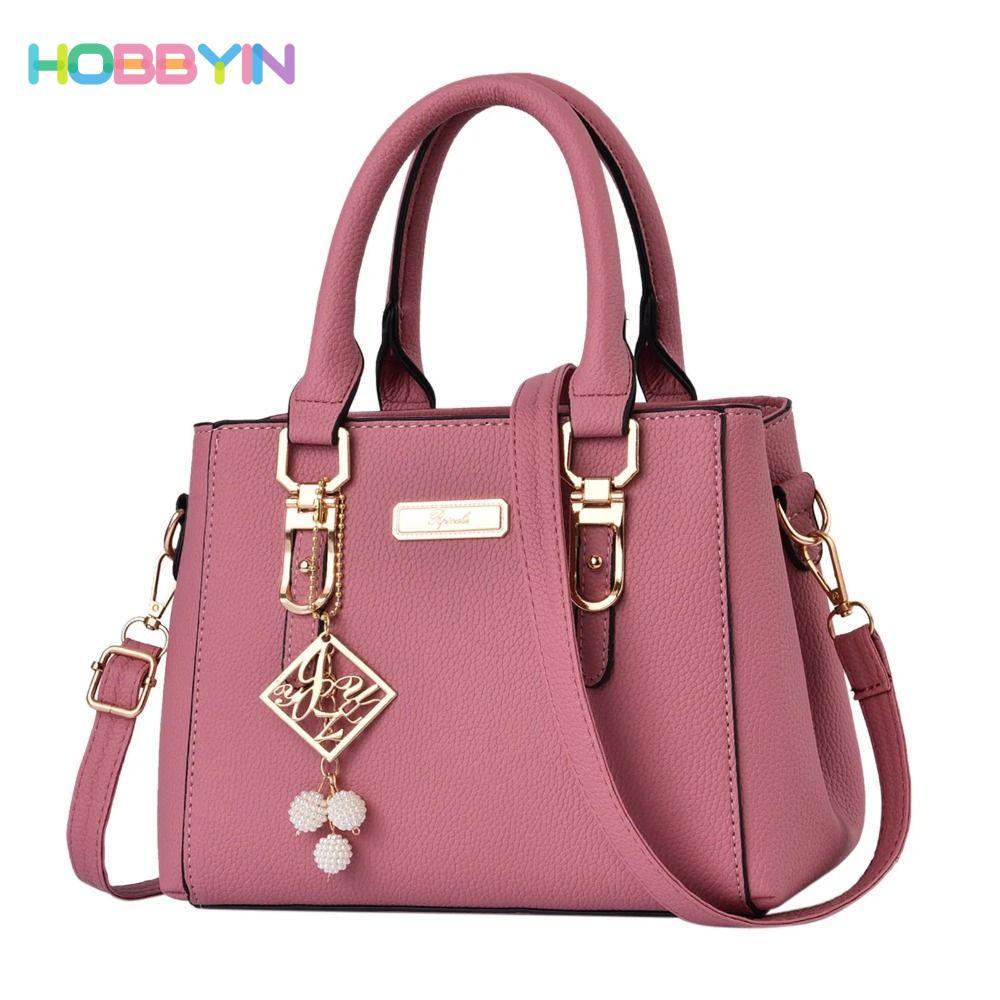 Túi đeo vai HOBBYIN, Túi xách bằng da dung tích lớn, Túi xách có túi mở bằng vải Polyester thông thường