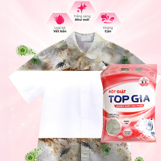 Bột Giặt TOPGIA Hương Nước Hoa Pháp Hạt Nano Kháng Cặn, An Toàn Da Tay Dùng Cho Cả Giặt Máy