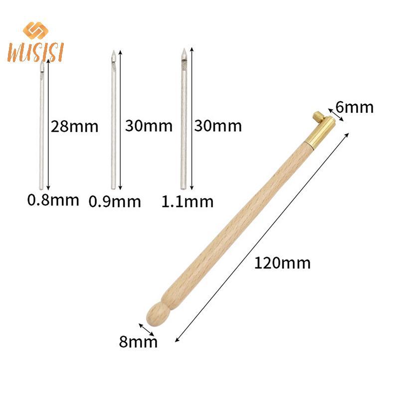 [WUSISI] Kim thêu Tambor Móc móc Luneville Tay cầm có 3 kim Bộ S Couture Luneville Long lanh Đính cườm Dụng cụ thêu MỚI