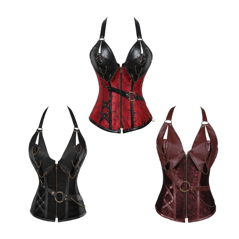 Corsetpunk Phong Cách Với Da PU, Thích Hợp Cho Trang Phục Halloween Và Dự Tiệc