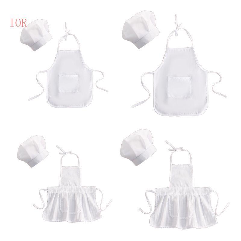 IOR 2 Chiếc Dễ Thương Cho Bé Đầu Bếp Tạp Dề Và Mũ Trẻ Sơ Sinh Kid Trắng Nấu Trang Phục Chụp Ảnh