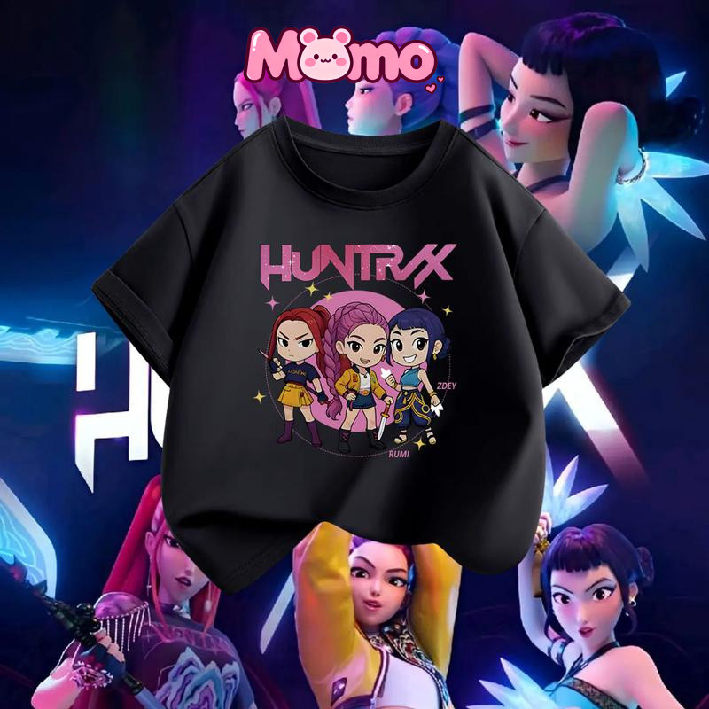 Phong Cách Mùa Hè Mới KPop Demon Hunters In Đa Năng Phong Cách Hiện Đại Thoáng Khí Cổ Tròn Tay Ngắn Áo Thun Top