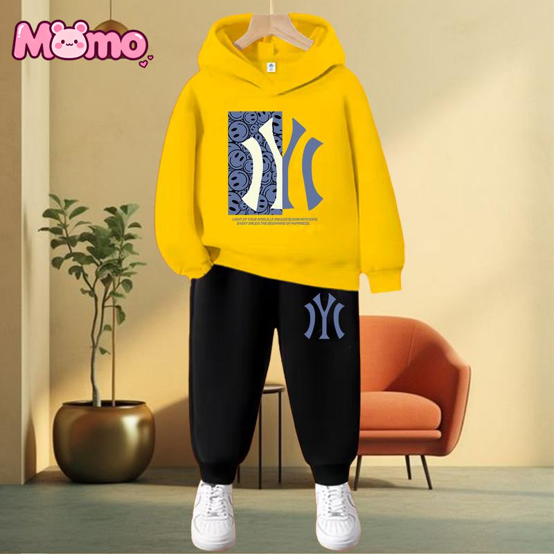 Áo Hoodie cổ tròn + Quần dài trẻ em in hình hoạt hình mềm mại thoáng khí Xu hướng thời trang bé trai / bé gái Cùng phong cách Bộ trẻ em