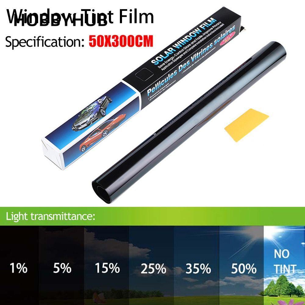 HOBBYHUB 1 Cuộn 50x3m Giấy Dán Xe Hơi, Nhiệt UV Khối Chống Trầy Xước Cửa Sổ Tint Phim, Bóng Nắng Màu Đen Bền Chống Tia UV Miếng Dán Kính Chắn Gió