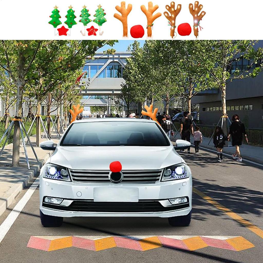 Giáng Sinh Xe Tuần Lộc Gạc Bộ Cây Giáng Sinh Tuần lộc Gạc Bộ Xe Hơi Trang Trí Ngày Lễ Nai Sừng Tấm Trang Trí Xe Hơi Cho Cửa Sổ Mái Nhà pomervn