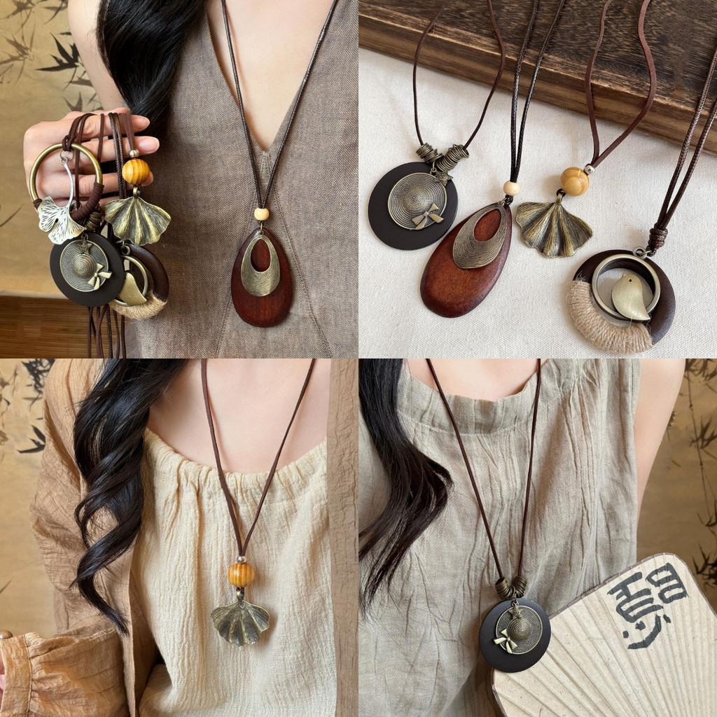 Vòng cổ bohemian mặt dây chuyền tròn, phong cách thời trang nữ