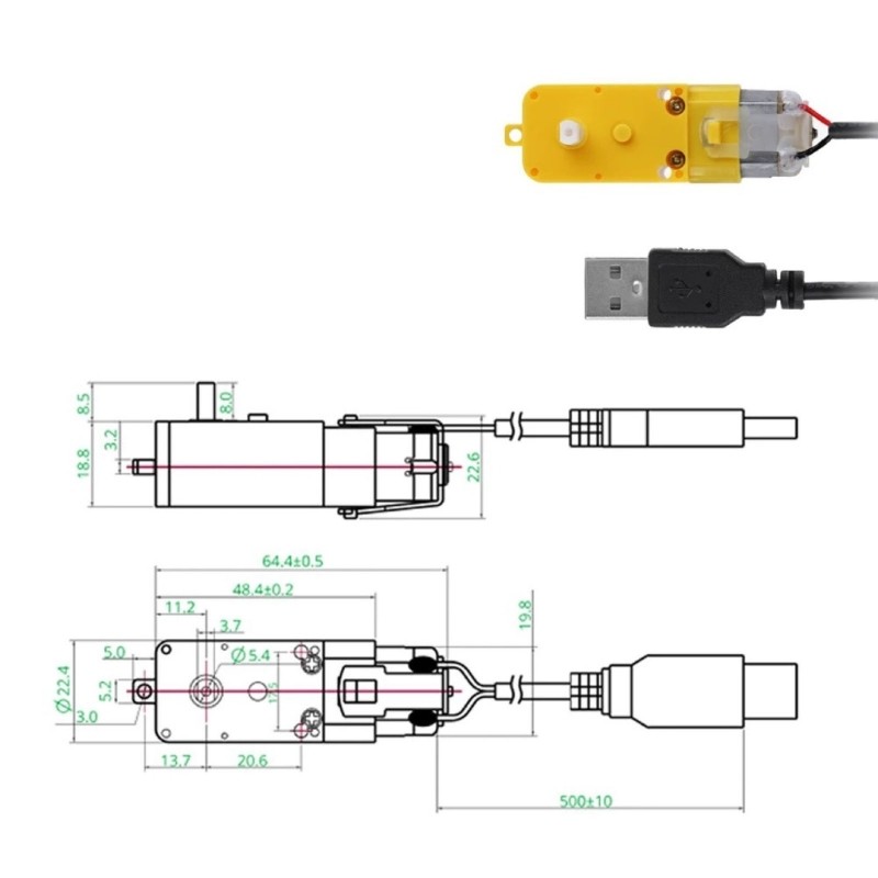 Fol Cho Động Cơ Decal Trục Đơn 5V 59RPM Tỷ Lệ 1 220 Động Cơ Giảm Cho Robot Máy Tự Động Tạo Kiểu