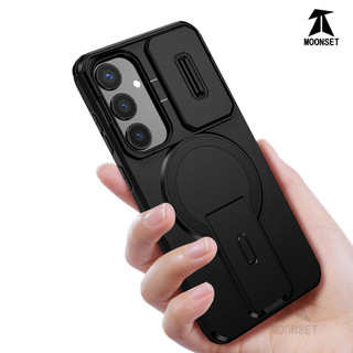 Dành Cho Samsung Galaxy S25 Plus / S24 FE Ốp điện thoại Có Trượt Camera Nắp Từ Tính Mặt Sau Chân Đế Chống Sốc Mỏng Bao