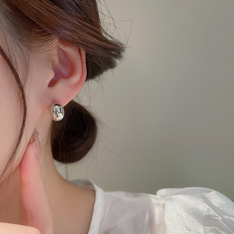 Bông Tai Hình Bầu Dục Mạ Điện Bóng - Sang Trọng Thanh Lịch