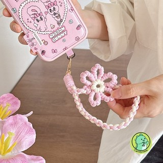Màu Kẹo Dệt Tay Hoa Vỏ Điện Thoại Dây Đeo Treo Di Động Hoạt Hình Dễ Thương Cô Gái Thanh Lịch Dây Xoắn Chống Mất Thời Trang Cổ Tay Mạnh Mẽ Vỏ Điện Thoại Ngắn Dây Buộc