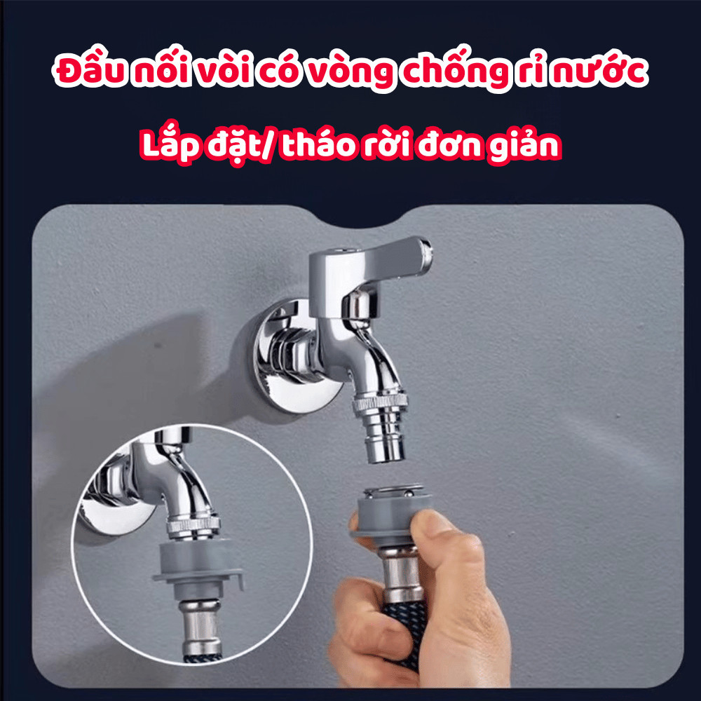 Bộ Vòi Xịt Tăng Áp 6 Chế Độ Dây Dẫn Chịu Lực, Đầu Xịt Đa Năng Rửa Xe – Tưới Cây – Vệ Sinh Sân Vườn