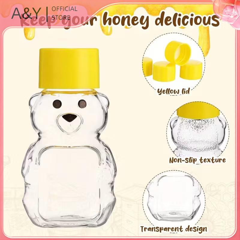 A & Y 20 Chai nước ép gấu hoạt hình dùng một lần bằng nhựa trong suốt, Chai phân phối dung tích nhỏ, Chai mật ong 60ml.