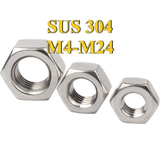 (Sợi mịn bằng thép không gỉ 304, đai ốc lục giác răng nhỏ, đai ốc ren mịn M4M5M6M8M10M12 ~ M24