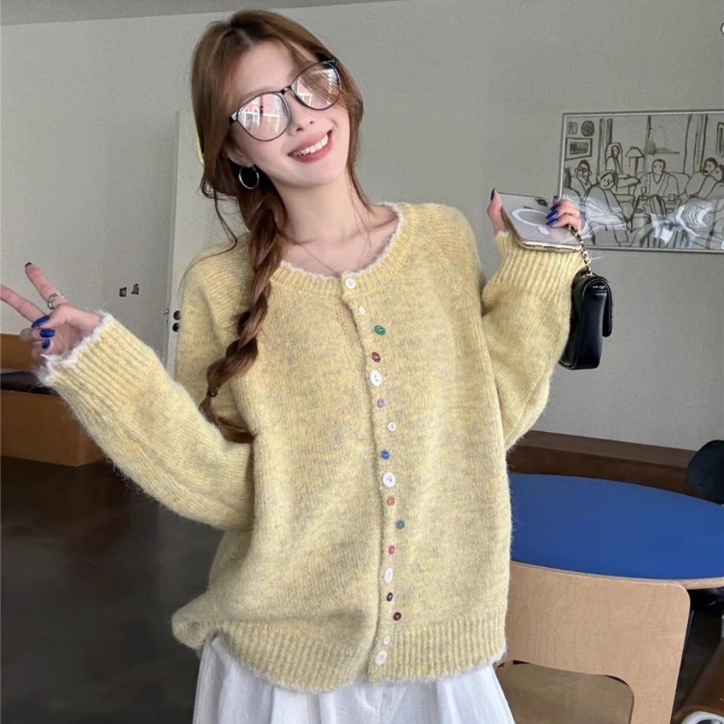 Áo Len Cardigan Dài Tay Cài Nút Nhiều Màu Sắc Cho Nữ, Phong Cách Thu Đông Mới  Dáng Rộng Thời Trang | BigBuy360 - bigbuy360.vn
