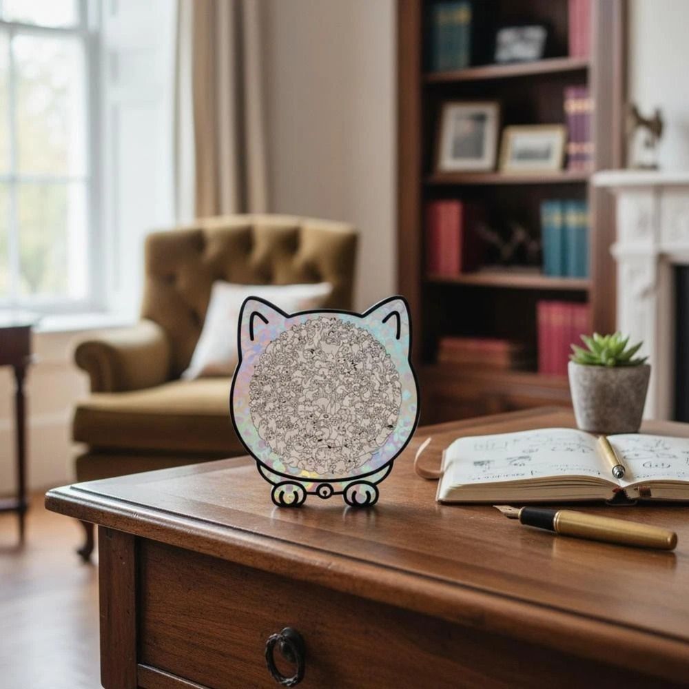 Câu đố ghép hình gỗ tự nhiên 135 mảnh, khung silhouette mèo, trang trí động vật, màu Macaron Morandi