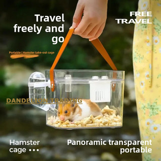 [DANDELION] Du Lịch Động Vật Nhỏ Chuột Lang Lồng Tàu Sân Bay Cho Hamster HedgehoceStorage Bình Nước 360° Hộp đựng hộp thoáng khí trong suốt