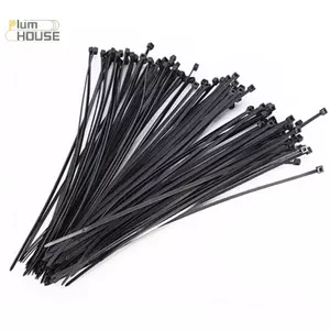 PlumHOUSE 100 Chiếc 10cm Nylon Nhựa Zip Viền Quấn Cáp Vòng Dây Tự Khóa Đen VN