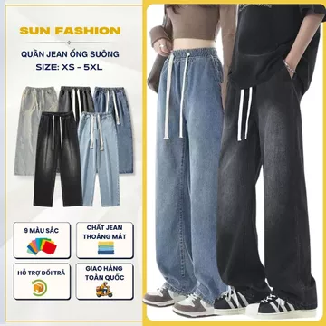 Unisex Wide-leg Plus-size Jeans Suncbvn