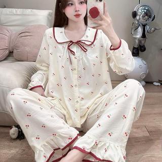 [DEAL MỞ BÁN] Bộ Đồ Ngủ Nữ JUSOKA Pijama Cổ Sen Vạt Ren Trắng Chất Đũi Hàn Siêu Xinh Mặc Nhà Dành Cho Nữ DU04